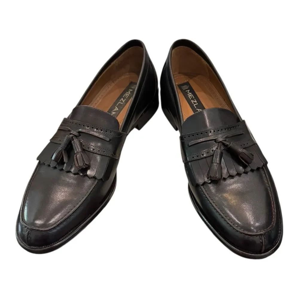 New Mezlan Domino Leather Slip-on Tassel Loafers 9